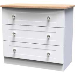 Crowndale Sussex 3 Drawer White Ash and Bardolino Oak Chest of Drawers Ready Assembled - Wilko - thumbnail 3