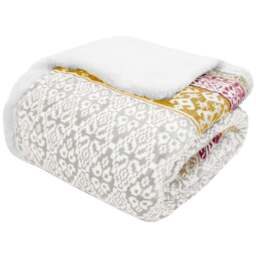 Velosso Grey Aztec Sherpa Backed Throw 130 x 180cm - Size: 130 x 180 x 1cm - Wilko - thumbnail 1