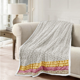 Velosso Grey Aztec Sherpa Backed Throw 130 x 180cm - Size: 130 x 180 x 1cm - Wilko - thumbnail 3
