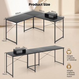 Costway Black Reversible Corner Study Workstation with Monitor Stand - Size: 108 x 69 x 21cm - Wilko - thumbnail 7