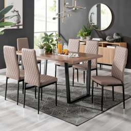 Furniturebox Solo Valera 6 Seater Dining Set Cappuccino - Brown - Wilko - thumbnail 1