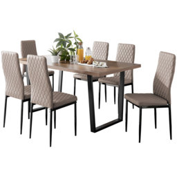 Furniturebox Solo Valera 6 Seater Dining Set Cappuccino - Brown - Wilko - thumbnail 3