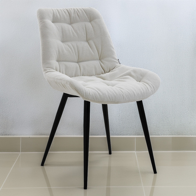 Living and Home White Teddy Fleece Dining Chair - Size: 87 x 54 x 59cm - Wilko - image 1