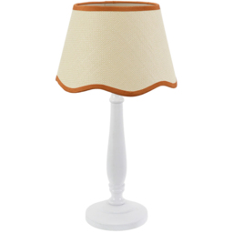 ValueLights Victoria Linen Scallop Rust Edge Shade White Wood Table Lamp - Wilko
