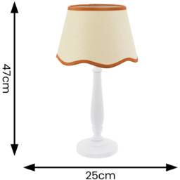 ValueLights Victoria Linen Scallop Rust Edge Shade White Wood Table Lamp - Wilko - thumbnail 7