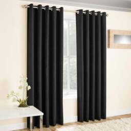 Enhanced Living Vogue Black Thermal Blackout Eyelet Readymade Curtains 229 x 229cm - Wilko