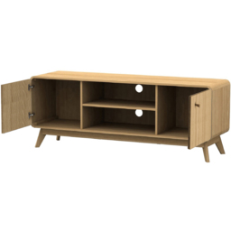 Loft24 Cassie 2 Door 2 Shelf Oak TV Stand - Size: 53 x 140 x 39cm - Nature - Wilko - thumbnail 4
