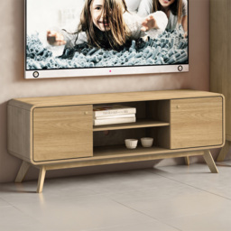 Loft24 Cassie 2 Door 2 Shelf Oak TV Stand - Size: 53 x 140 x 39cm - Nature - Wilko