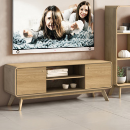 Loft24 Cassie 2 Door 2 Shelf Oak TV Stand - Size: 53 x 140 x 39cm - Nature - Wilko - thumbnail 6