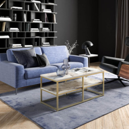 Decorotika Forteus Single Shelf White Marble Effect and Gold Coffee Table with Metal Legs - Size: 47 x 110.4 x 52cm - Multi - Wilko - thumbnail 4