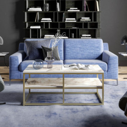 Decorotika Forteus Single Shelf White Marble Effect and Gold Coffee Table with Metal Legs - Size: 47 x 110.4 x 52cm - Multi - Wilko - thumbnail 6