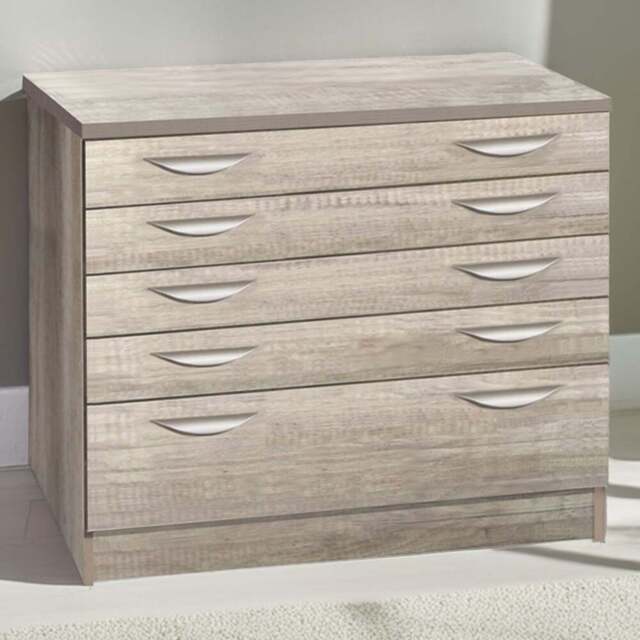 R White Cabinets 5 Drawer Grey A2 Plan Chest of Drawers - Wilko - image 1