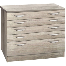 R White Cabinets 5 Drawer Grey A2 Plan Chest of Drawers - Wilko - thumbnail 3