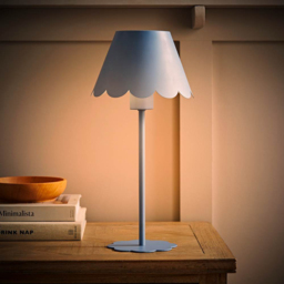 ValueLights Hattie Blue Scallop Rechargeable Table Lamp - Size: 40 x 19 x 19cm - Wilko - thumbnail 3