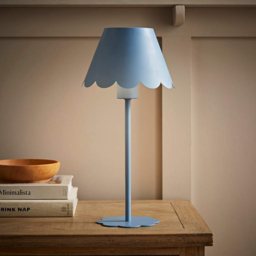 ValueLights Hattie Blue Scallop Rechargeable Table Lamp - Size: 40 x 19 x 19cm - Wilko - thumbnail 7