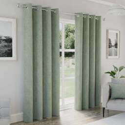 Enhanced Living Austin Green Thermal Blackout Eyelet Curtains 117 x 229cm - Wilko - thumbnail 1