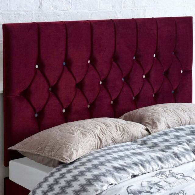 Aspire Furniture Catherine Lansfield Boutique King Size Berry Brushed Velvet Headboard - Purple - Aspire Beds - Wilko - image 1