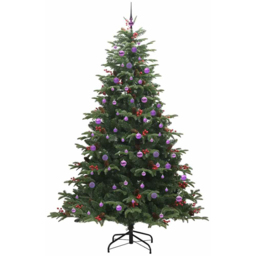 vidaXL Pre-Lit Warm White LED and Lilac Baubles Green Artificial Christmas Tree with Stand 7.8ft - Wilko - thumbnail 3