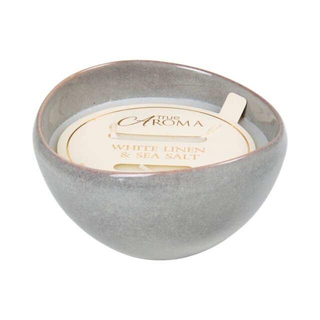 White Linen and Sea Salt Reactive Scented Candle - True Aroma - Wilko - image 1