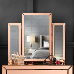 CARME Home Paloma Rosegold Luxury Tri-Fold Folding Tabletop Mirror Vanity - Size: 10.6 x 87 x 72cm - Wilko - thumbnail 7