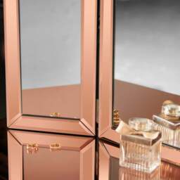 CARME Home Paloma Rosegold Luxury Tri-Fold Folding Tabletop Mirror Vanity - Size: 10.6 x 87 x 72cm - Wilko - thumbnail 4