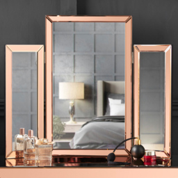 CARME Home Paloma Rosegold Luxury Tri-Fold Folding Tabletop Mirror Vanity - Size: 10.6 x 87 x 72cm - Wilko - thumbnail 3