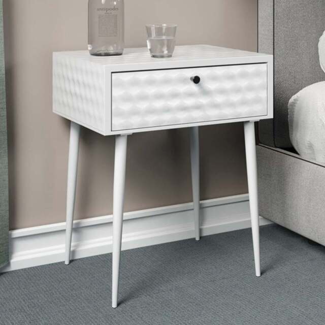 Core Products Saturn Single Drawer White and Gold Metal Bedside Cabinet - Wilko - image 1