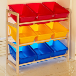 Premier Housewares 3 Tier Pine Frame Storage Unit - Size: 65 x 30 x 65cm - Multi - Premier Kids - Wilko