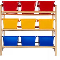 Premier Housewares 3 Tier Pine Frame Storage Unit - Size: 65 x 30 x 65cm - Multi - Premier Kids - Wilko - thumbnail 5