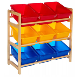 Premier Housewares 3 Tier Pine Frame Storage Unit - Size: 65 x 30 x 65cm - Multi - Premier Kids - Wilko - thumbnail 3
