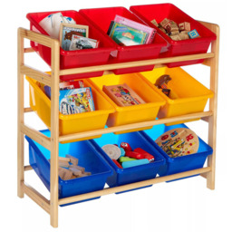 Premier Housewares 3 Tier Pine Frame Storage Unit - Size: 65 x 30 x 65cm - Multi - Premier Kids - Wilko - thumbnail 6