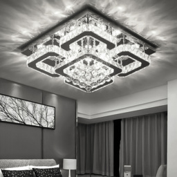 Living and Home 27 inch White Crystal Square Modern Fancy LED Ceiling Light with Remote - Size: 21 x 50 x 50cm - Wilko - thumbnail 3