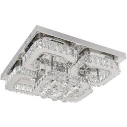 Living and Home 27 inch White Crystal Square Modern Fancy LED Ceiling Light with Remote - Size: 21 x 50 x 50cm - Wilko - thumbnail 4