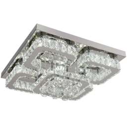 Living and Home 27 inch White Crystal Square Modern Fancy LED Ceiling Light with Remote - Size: 21 x 50 x 50cm - Wilko - thumbnail 1