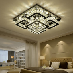 Living and Home 27 inch White Crystal Square Modern Fancy LED Ceiling Light with Remote - Size: 21 x 50 x 50cm - Wilko - thumbnail 7