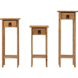 Seconique Corona Distressed Waxed Pine Plant Stands Set of 3 - Size: 27 x 25 x 73cm - Brown - Wilko - thumbnail 4