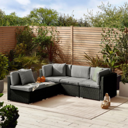 Furniturebox Windermere 4 Seater Black Rattan Sofa Lounge Set - Wilko - thumbnail 7