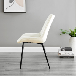 Furniturebox Molini Cesano 4 Seater Dining Set Black Gloss and Cream - Wilko - thumbnail 5