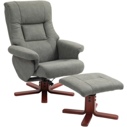 Portland Grey Recliner Armchair with Footstool - Size: Single - Wilko - thumbnail 3