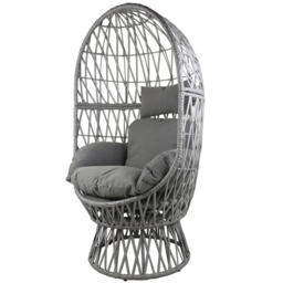 Home Republic Rio Grey Rattan Swivel Egg Chair with Cushion - Size: 73 x 77 x 97cm - Homerepublic - Wilko - thumbnail 3
