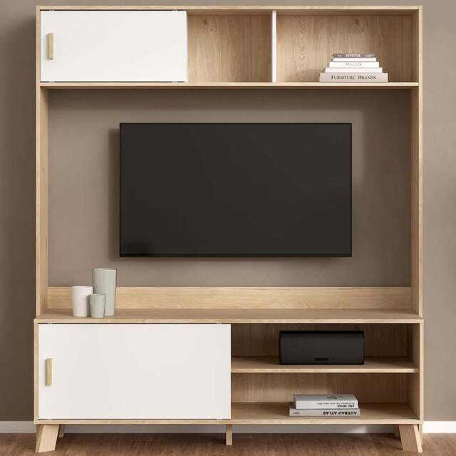 Furniture To Go Ikast 2 Door White and Brown TV Unit - Wilko - image 1