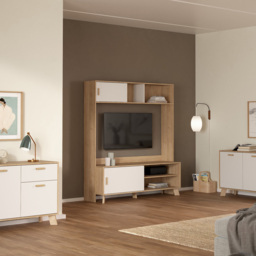 Furniture To Go Ikast 2 Door White and Brown TV Unit - Wilko - thumbnail 7