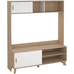Furniture To Go Ikast 2 Door White and Brown TV Unit - Wilko - thumbnail 3