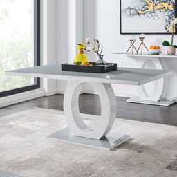 Furniturebox Lucia Solara 6 Seater Dining Set Grey Gloss White and Chrome - Wilko - thumbnail 3
