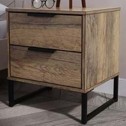 Crowndale Hong Kong 2 Drawer Vintage Oak Bedside Table - Brown - Wilko - thumbnail 1