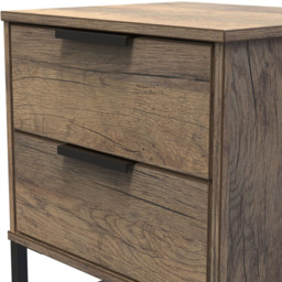 Crowndale Hong Kong 2 Drawer Vintage Oak Bedside Table - Brown - Wilko - thumbnail 7