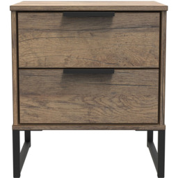 Crowndale Hong Kong 2 Drawer Vintage Oak Bedside Table - Brown - Wilko - thumbnail 4