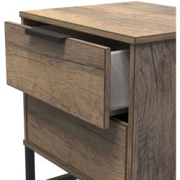 Crowndale Hong Kong 2 Drawer Vintage Oak Bedside Table - Brown - Wilko - thumbnail 6