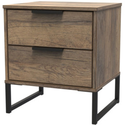 Crowndale Hong Kong 2 Drawer Vintage Oak Bedside Table - Brown - Wilko - thumbnail 3