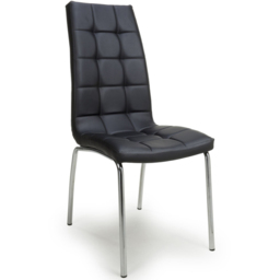 Shankar Jenner Set of 2 Black and Chrome Leather Effect Dining Chair - Wilko - thumbnail 4